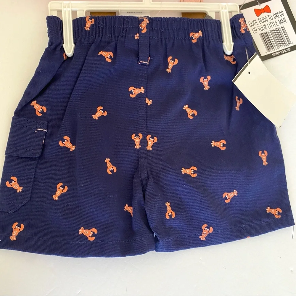DAPPER DUDE SUSPENDER SHORT PANTS SHIRT SET 12 MONTHS PINK BLUE NWT EASTER